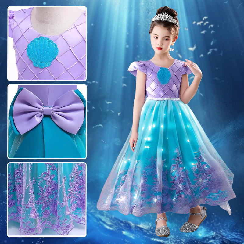 MermaGlow Light-Up Princess Dress for Kids, Mermaid Costume with Accessories